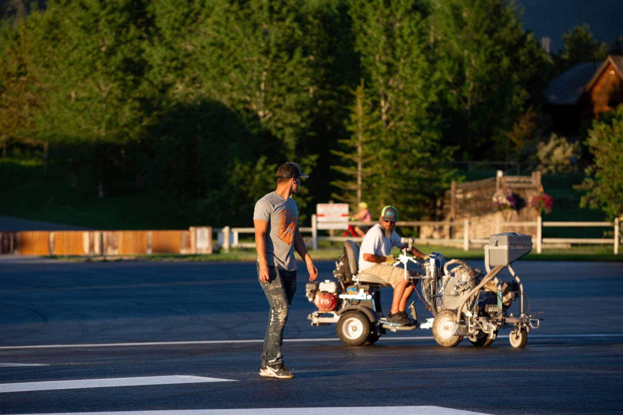 Striping a parking lot