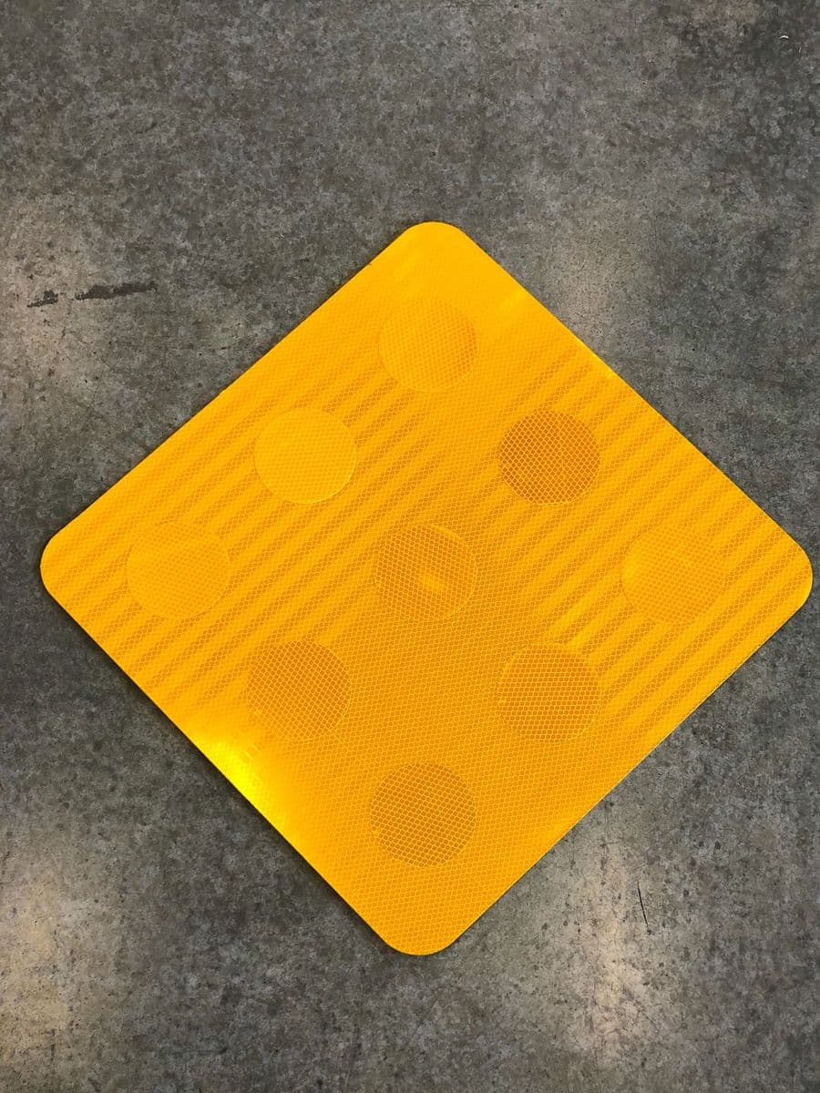 Blank reflective yellow diamond sign blank ready for custom printing