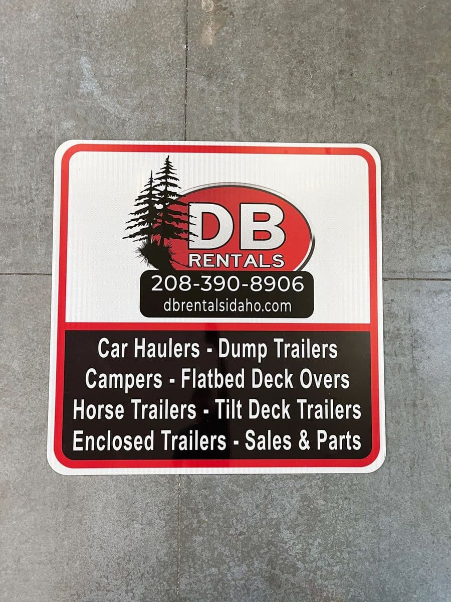 DB Rentals custom business sign listing trailer sales and rentals
