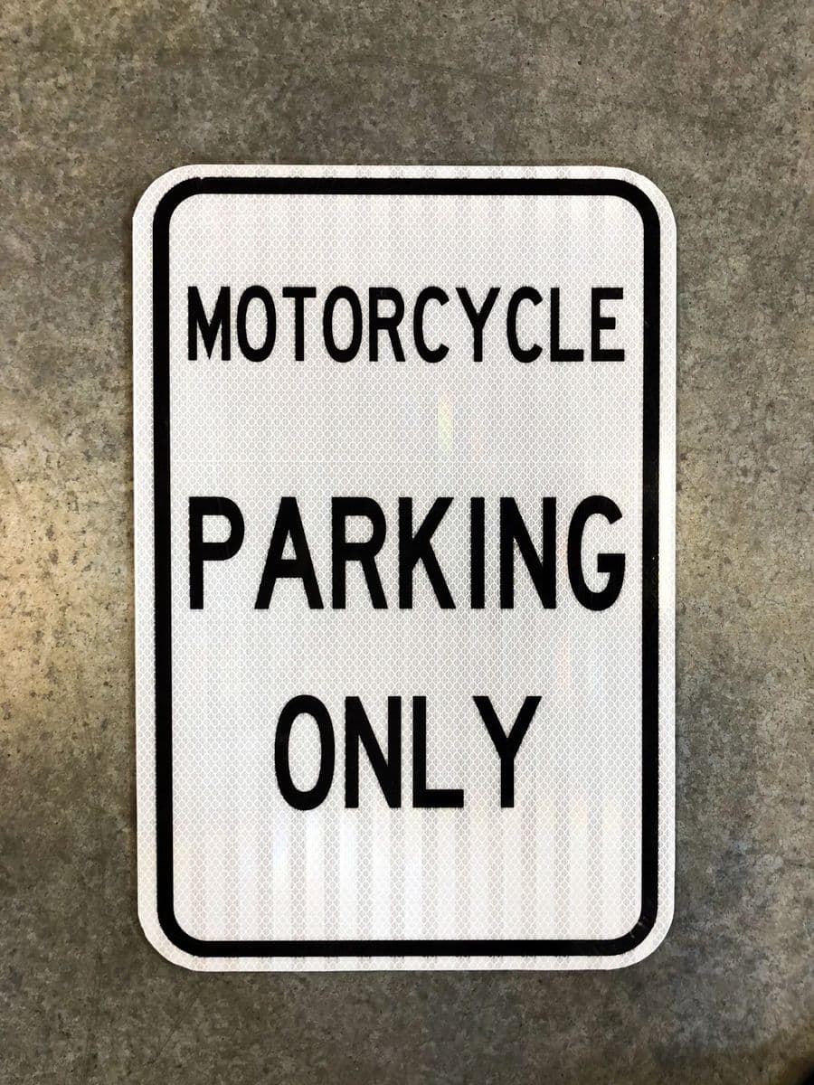 Reflective “Motorcycle Parking Only” sign