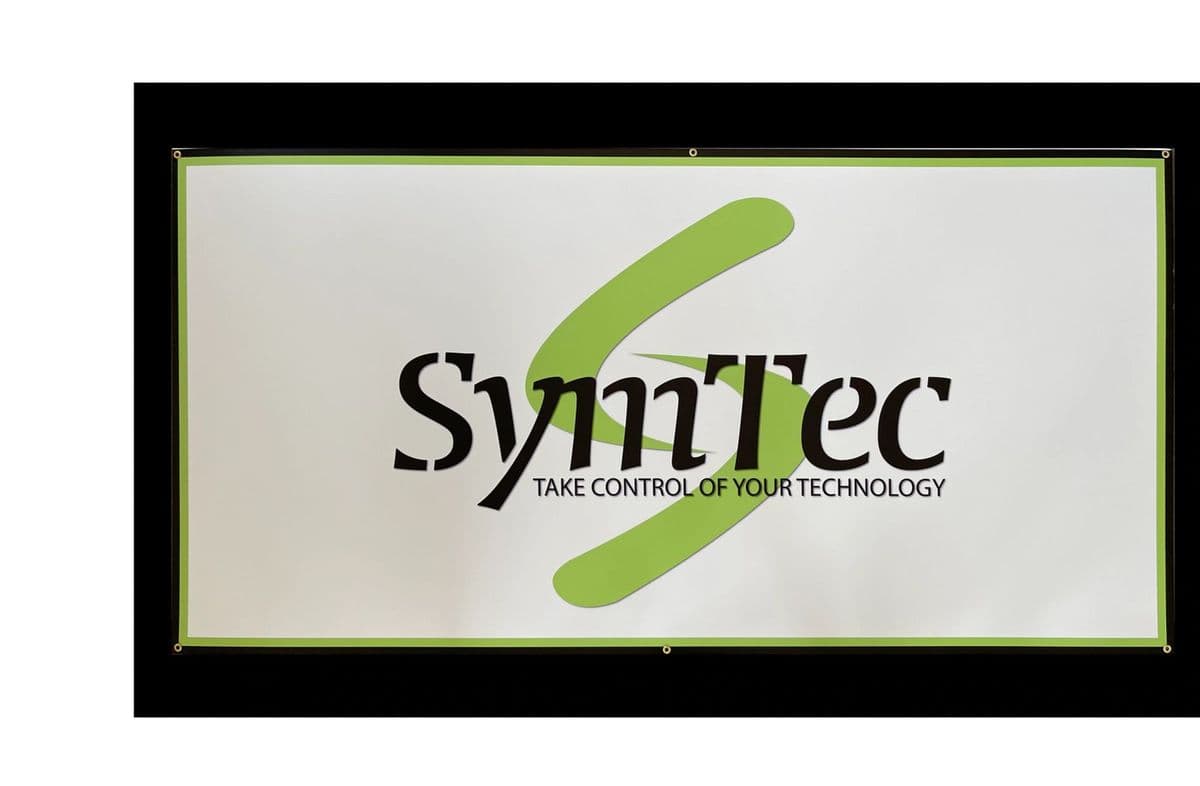 SymTec printed vinyl banner with grommets